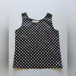 Leslie Fay Black Tank Top with White Polka Dots